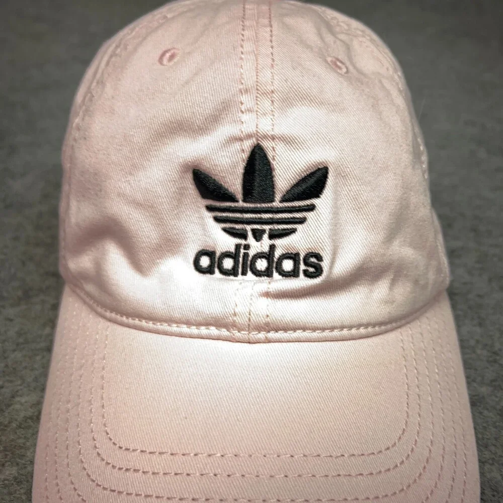 Adidas Mens Hat Cap Pink Black Strapback‎ Trefoil Embroidered Preppy Dad Sports